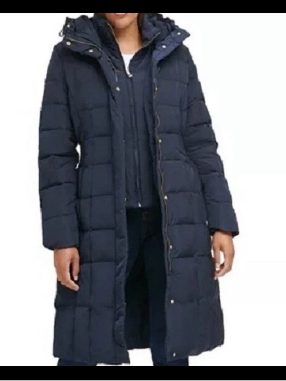 Cole Haan Black Hooded Quilted Puffer Coat